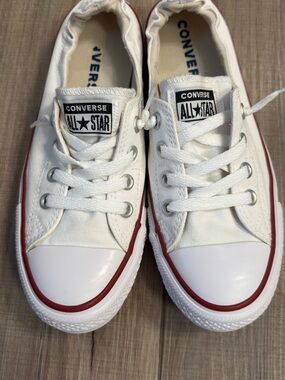 Converse Chuck Taylor All Star Low Top Sneakers - White with Red Trim
